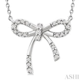 1/10 Ctw Bow Single Cut Diamond Fashion Pendant With Chain in Sterling Silver